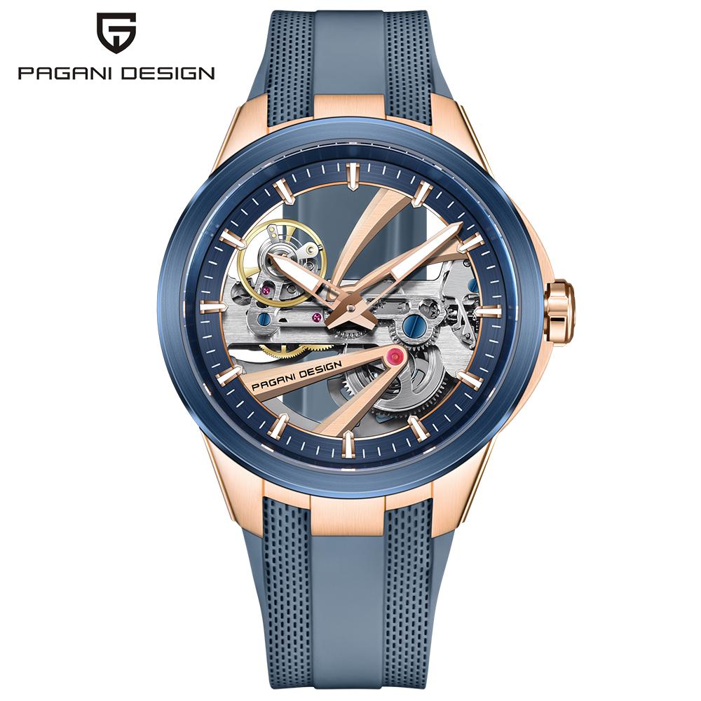 Pagani Design Men's Skeleton Hollow Automatic Mechanical Watch Luxury Sapphire Glass Stainless Steel Sports Watch Men's