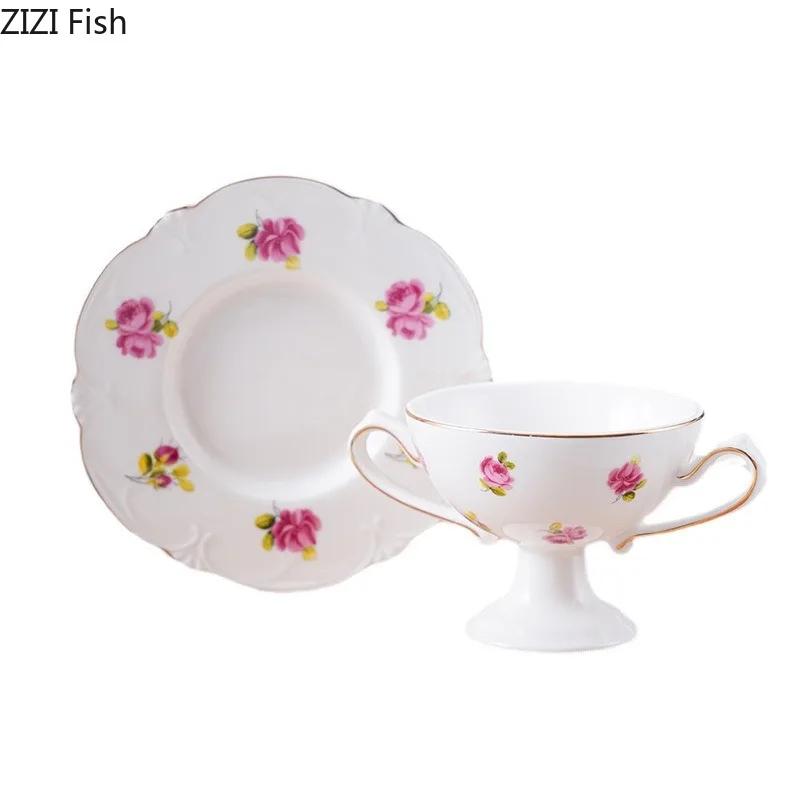 Vergoldetes Blumenmuster Porzellankelchbecher Eisbecher Esstisch Milchkaffeebecher Nachmittagstee Teetasse Obstsaftbecher