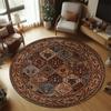 Utsökt Vintage Rund Mat Lyxigt Blommönster Area Rug för Vardagsrum Sovrum Slitstark Heminredningsmatta