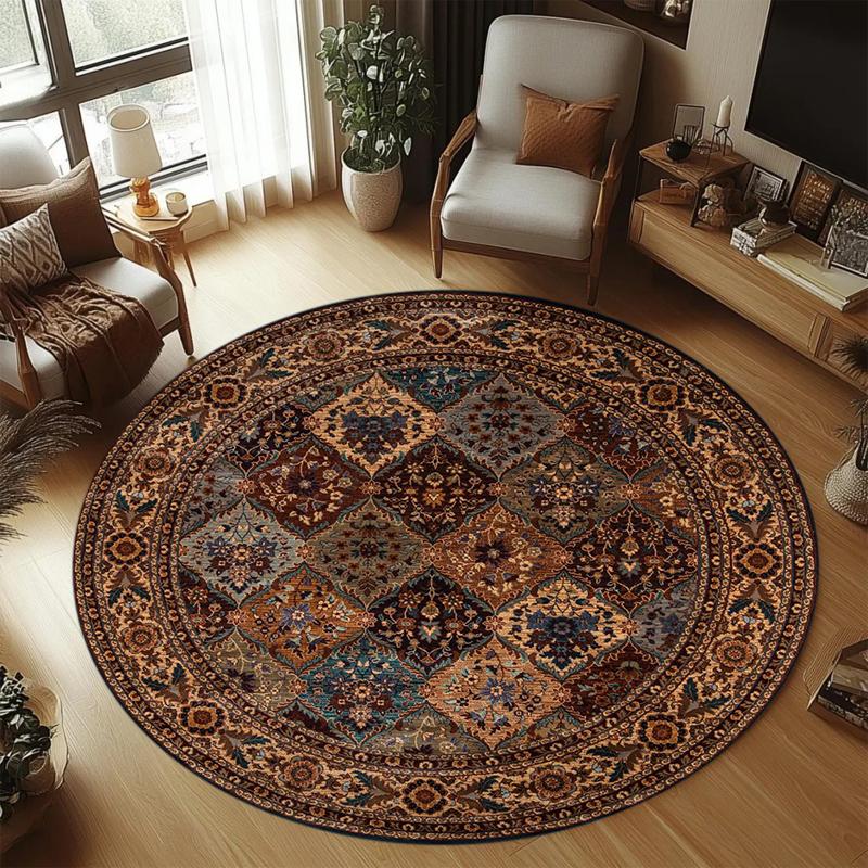 Prachtig Vintage Rond Tapijt Luxe Bloemendessin Vloerkleed voor Woonkamer Slaapkamer Duurzaam Huisdecoratie Mat 40X40CM