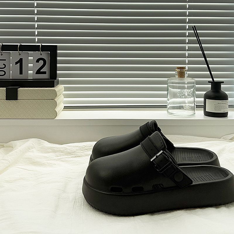 New Men's Slippers Household Waterproof One-pedal Baotou Drag Beach Non-slip Outdoor Stepping On Shit Feeling Light and Cool Slippers