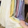 Spring Elegant Pleated Skirt for Women with Elastic Waist Slim Fit A-Line Long Design