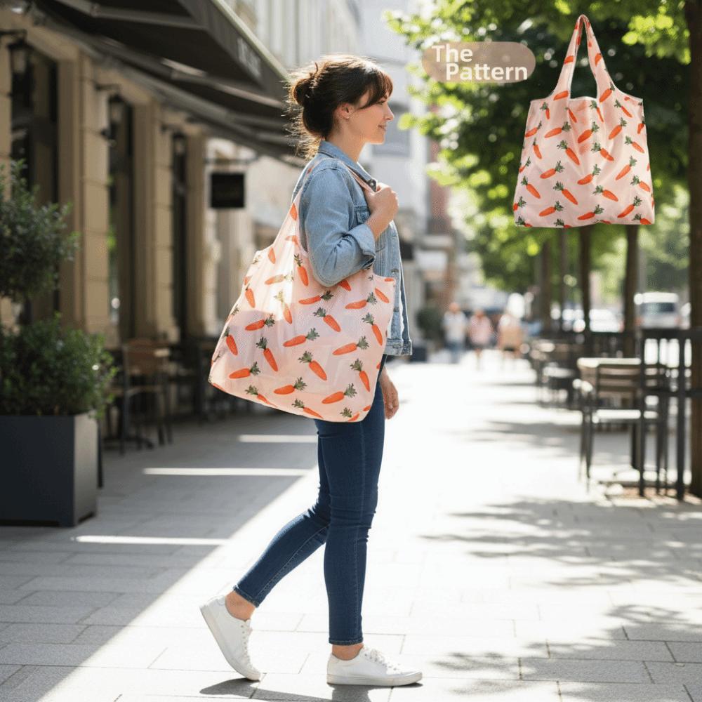 Printed Design Folding Shopping Bag Large Size Foldable Grocery Bag for Storage