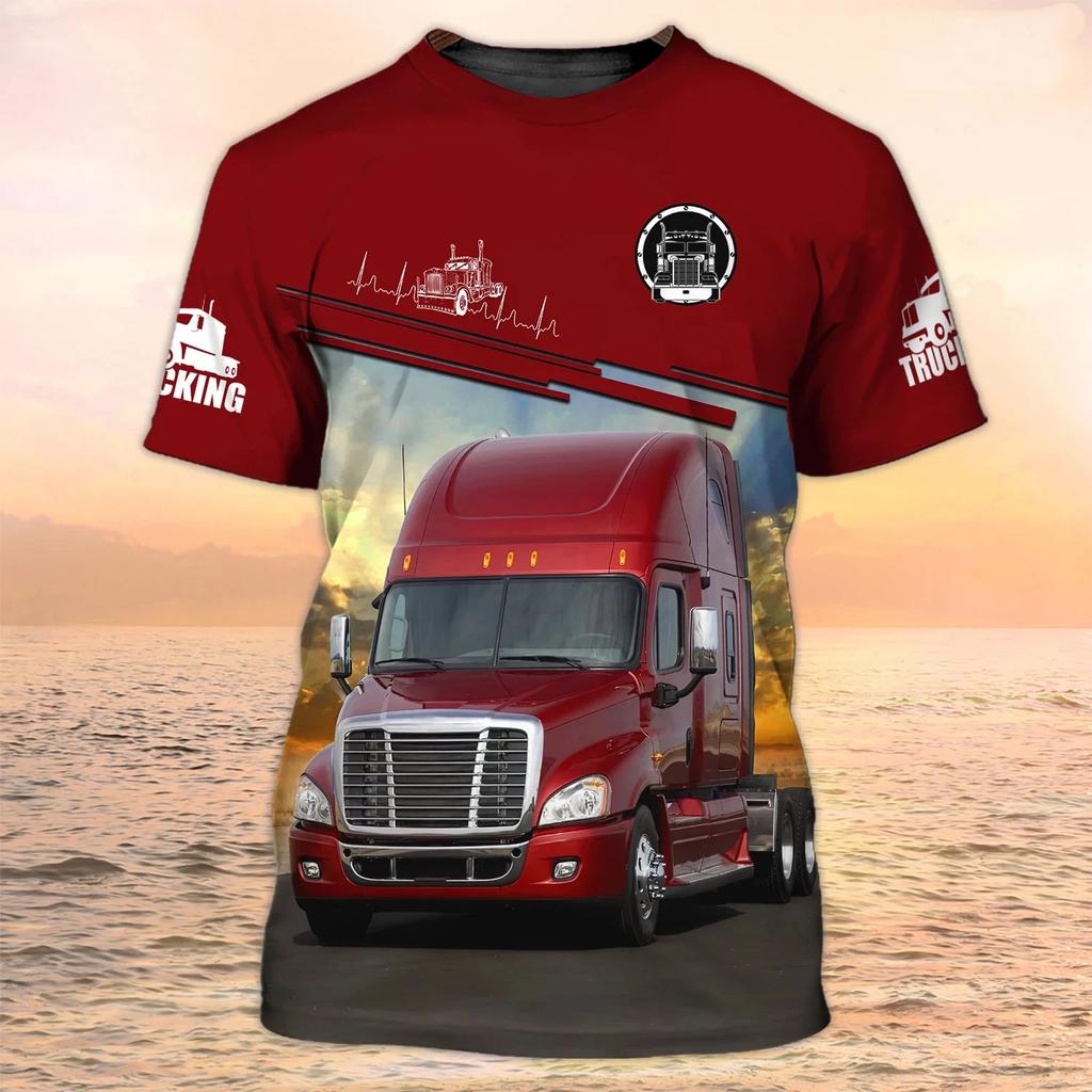 Camion Stampa 3D T Shirt Uomo Estate O-collo Manica Corta Oversize Top Casual Tee Allentato Streetwear Unisex Harajaku