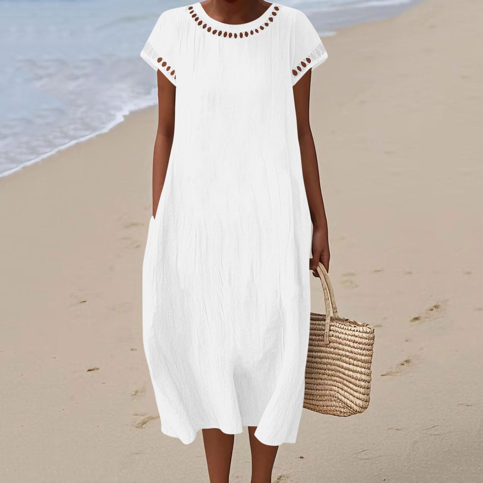 

Women s Fashionable Casual -color Dress XL білий