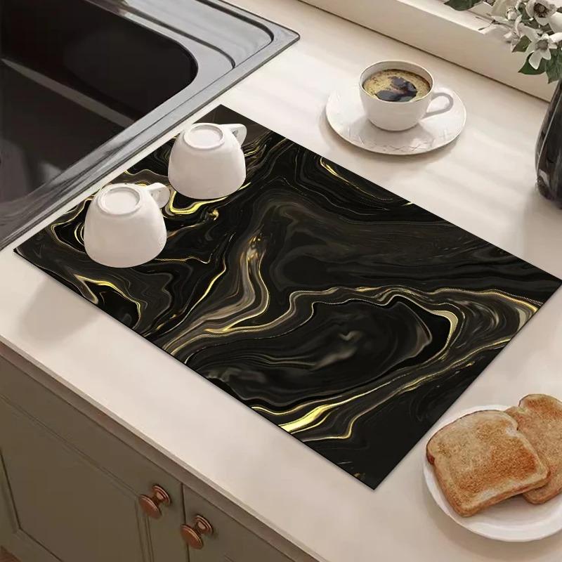 Kitchen Draining Mat Super Absorbent Tableware Pad Coffee Dish Drying Mat Sink Washstand Placemat Bathroom Kitchen Non-Slip Pad