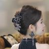 Women'S Party Hair Accessories Luxury Super Sparkling Sunflower Butterfly Tassel Hair Clip Elegant Shark Hair Claws  Headwear
