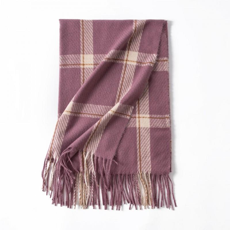 Womens Knitted Plaid Faux Cashmere Scarf With Fringe Warm Stylish Versatile Office Winter Everyday Wear