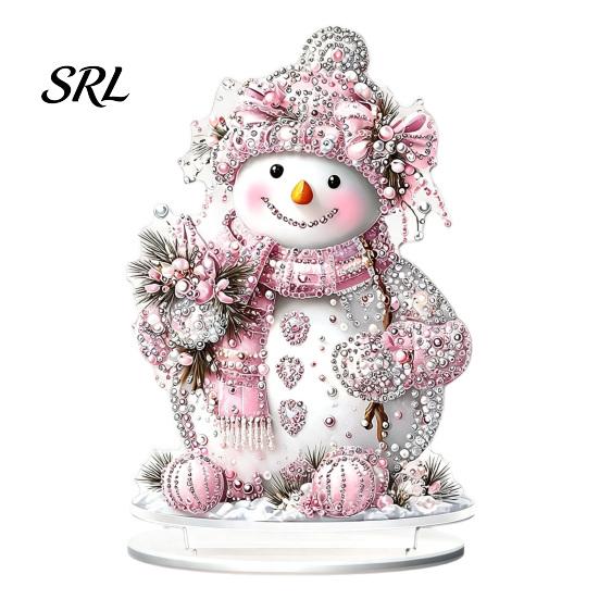 Weihnachtsparty-Mittelstücke Winterornamente, Zweiseitige Acryl-Schneemann/Weihnachtsmann/Rentier/Hütte Tischschnee-Szenen-Ornamente Dekorationen