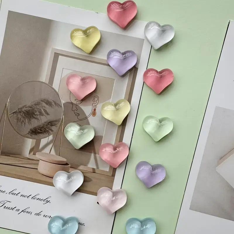 9pcs Colorful Heart-shaped Resin Refrigerator Magnets Kitchen and Office Whiteboard Message Home Decoration