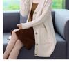 Übergröße Mittellanger Cardigan-Pullover für Damen - 2023 Locker Gestrickt Frühling & Herbst Oberbekleidung Trend