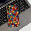 Puzzle Art Support Autism Phone Case For iPhone 17,16,15,14,13,12,11 Plus,Pro Max,XS,Soft Silicone Black Cover