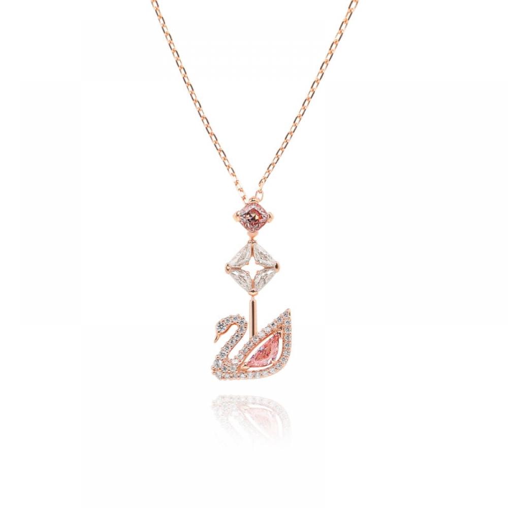 Swarovski 5473024 Swan Dazzling Swan Pink Y Necklace