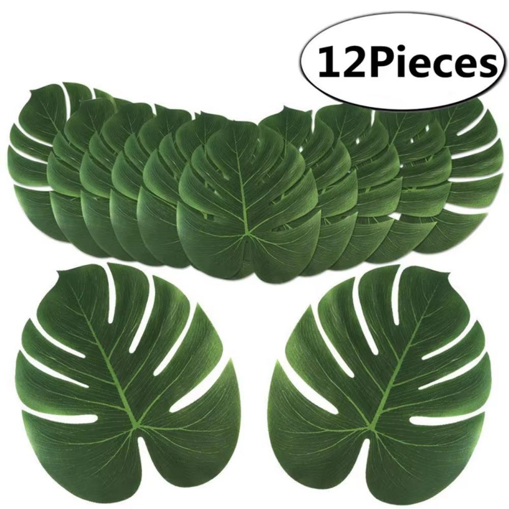 

12pcs Simulated Turtle Back Leaf Artificial Table Plant Decor New Palm Leaves Party Decorations 6inch