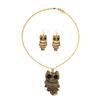Vintage Owl Dangle Earrings Necklace Set For Women Teen Jewelry
