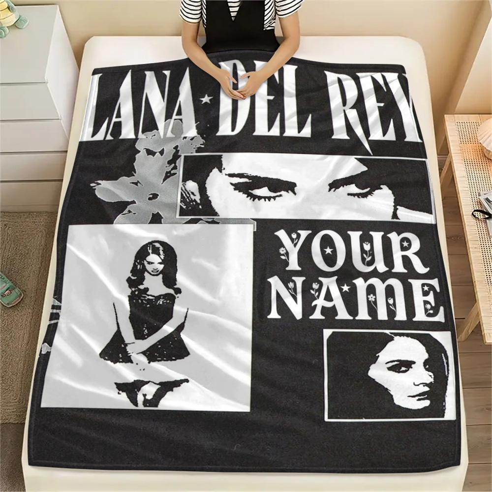 1PC Lana Del Rey Fan Art Custom Name Patterned Flannel Blanket Suitable For All Seasons For Home Decor Warmth And Comfort Gifts Holiday Present