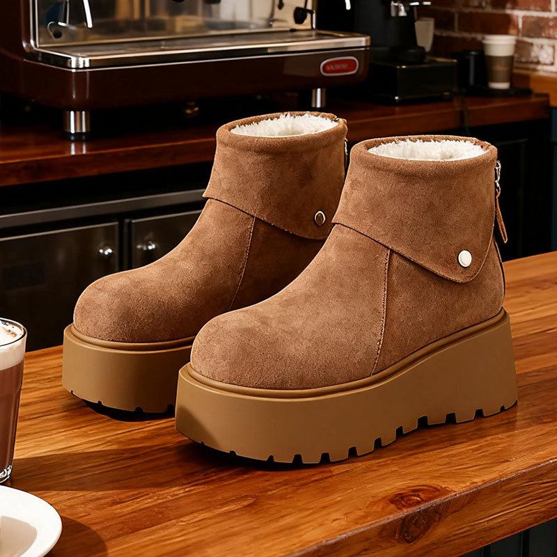 

Women s Large Size Soft Sole Winter Warm Fur One Snow Boots Padded Lined Ankle Boots Anti-slip Hiking Sports Martin Cotton Boots 35 верблюд