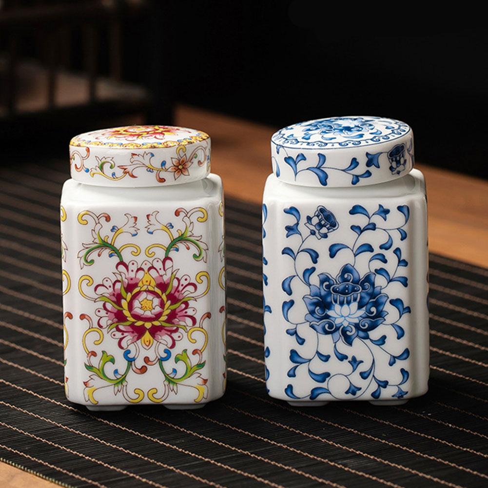 Kitchen Seasoning Ceramic Tea Pot Reusable Traditional Chinese Food Sealed Box with Lid Airtight Food Storage Containers
