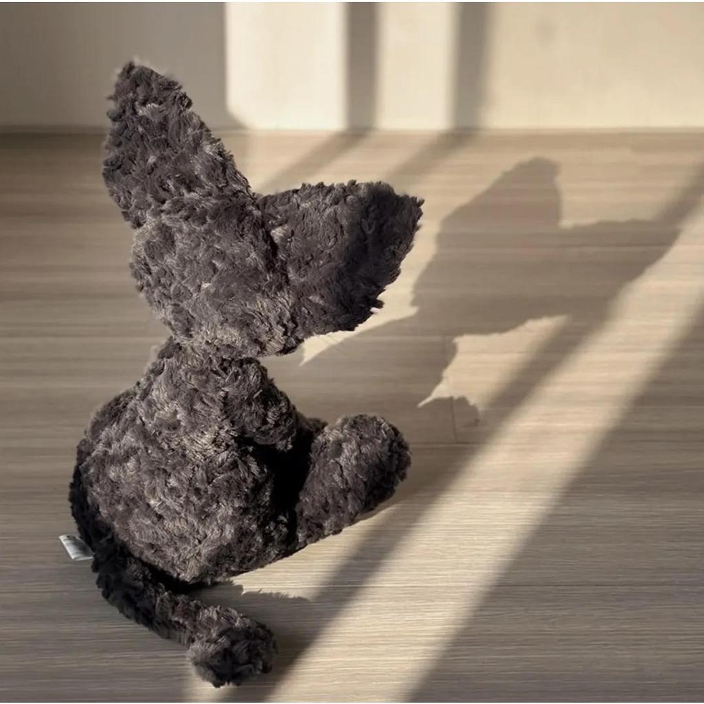 Cute Black Cat Plush Toy Throw Pillow Khaki Curly KUKI Black Cat Long Hair Doll Stuffed Animals Festive Gifts for Kids Birthday
