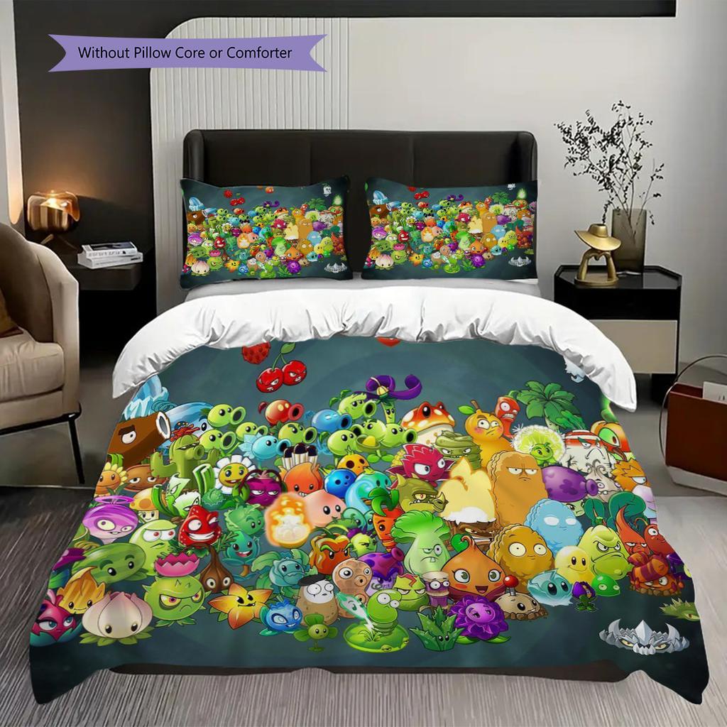 Dinosaur Vs Zombies Epic Clash Three-piece Set (1 * Duvet Cover + 2 * Pillowcase, Without Core) 2D Flat Christmas Birthday Gift