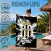 Custom Name Beach Towel Juventus Sportive Microfiber Beach Towel, Lightweight for Summer Travel, Swimming Pool Fan Birthday Gift