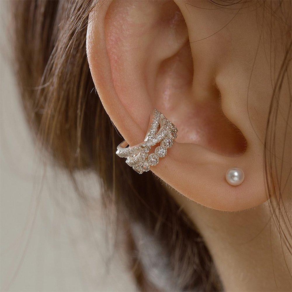 925 Silver Rhodis Cubic Ear Cuff W