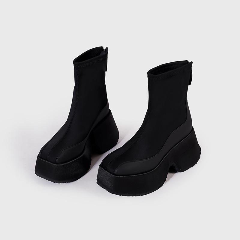 

Маленькие ботинки Мартин на толстой подошве с увеличением высоты женские кожаные ботинки-маффины осенне-зимние новые ботильоны на очень высоком клиновидном каблуке женские 39