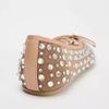 Rhinestone Bow Embellished Ballet Flats Women Comfortable Round Toe Mesh Mary Jane Shoe Luxury Designer Loafers Zapatos De Mujer