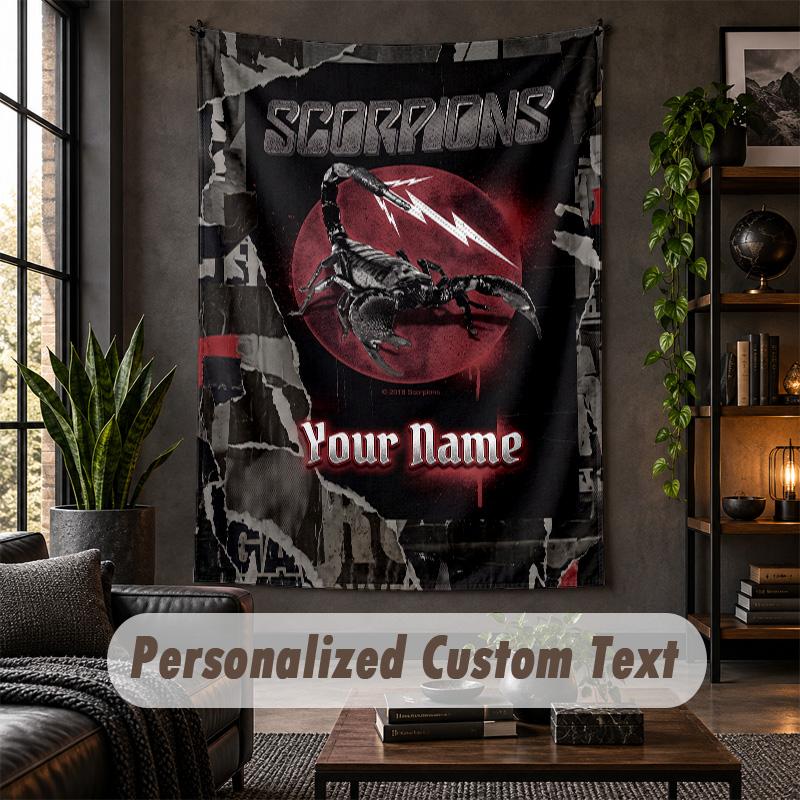 Personalized Wall Tapestry,Scorpions Custom Text, Soft Fabric Wall Art For Indoor Decoration