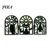 Stable Solid Wood Halloween Ornament Glow-in-the-Dark Table Decoration, Witch Ghost Silhouette Design, Party Decor Foldable Luminous Ornament,