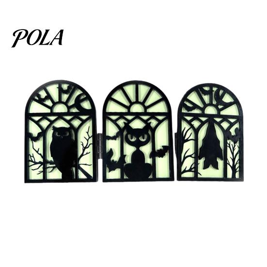Stable Solid Wood Halloween Ornament Glow-in-the-Dark Table Decoration, Witch Ghost Silhouette Design, Party Decor Foldable Luminous Ornament,