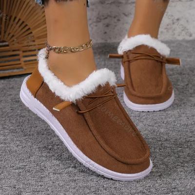 Fashion Comemore Cotton Shoes 2025 Autumn and Winter New Velvet Thickened Fur Warm Flats Casual Slip On Suede Solid Color Snow Loafers