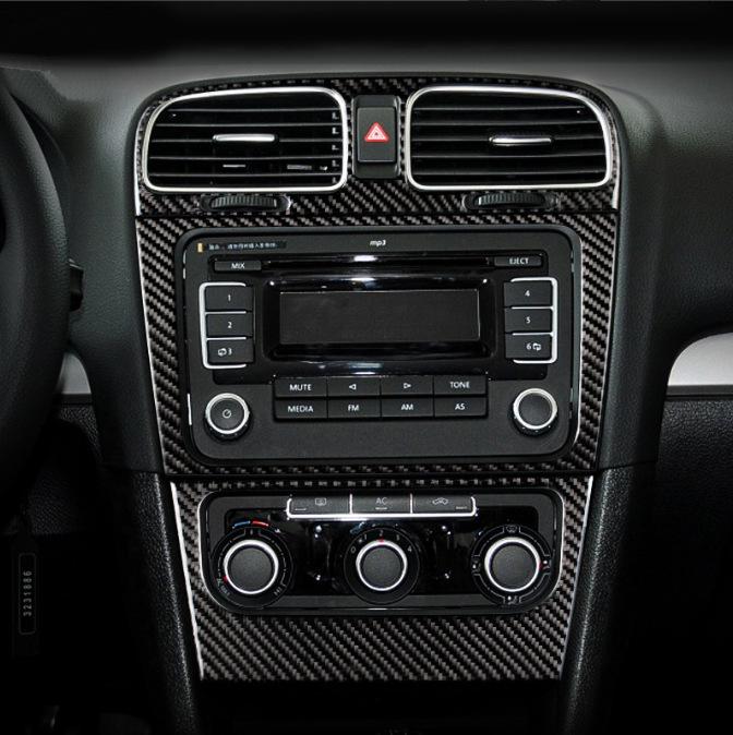 Interiér z uhlíkových vláken Středová konzole Rám řadicí páky & Lišta panelu AC CD pro VW Golf 6