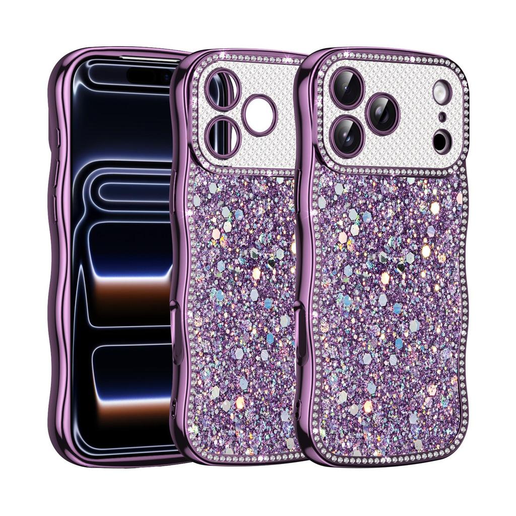 Diamond Glitter Electroplated Phone Case for Apple 17 Pro Max, 16 Pro, Wave 15, Magnetic Custom