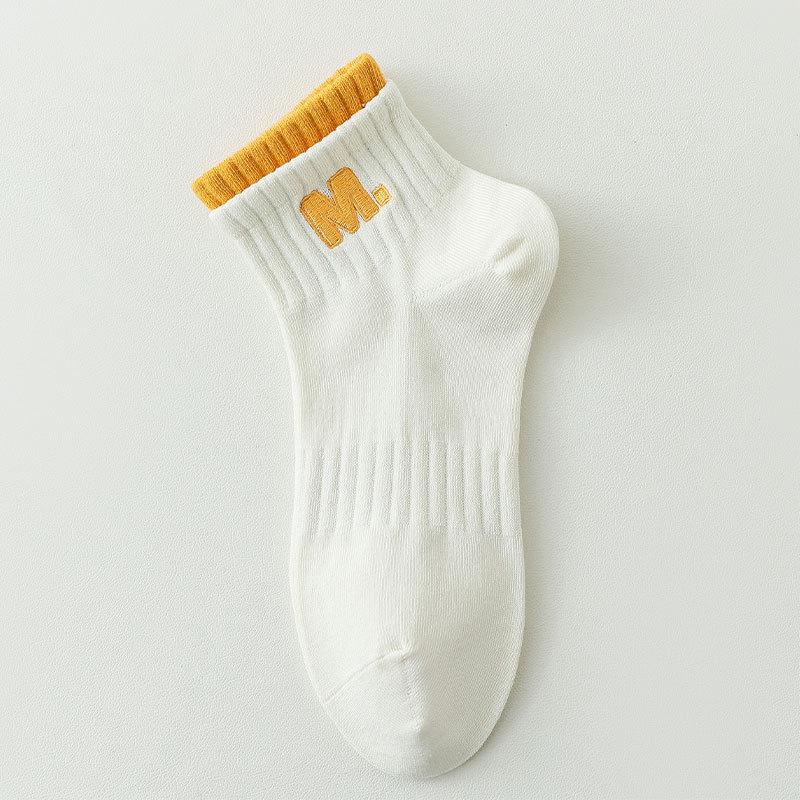 

Женские весенне-летние тонкие спортивные бесшовные дышащие носки с надписью 1 pair жёлтый