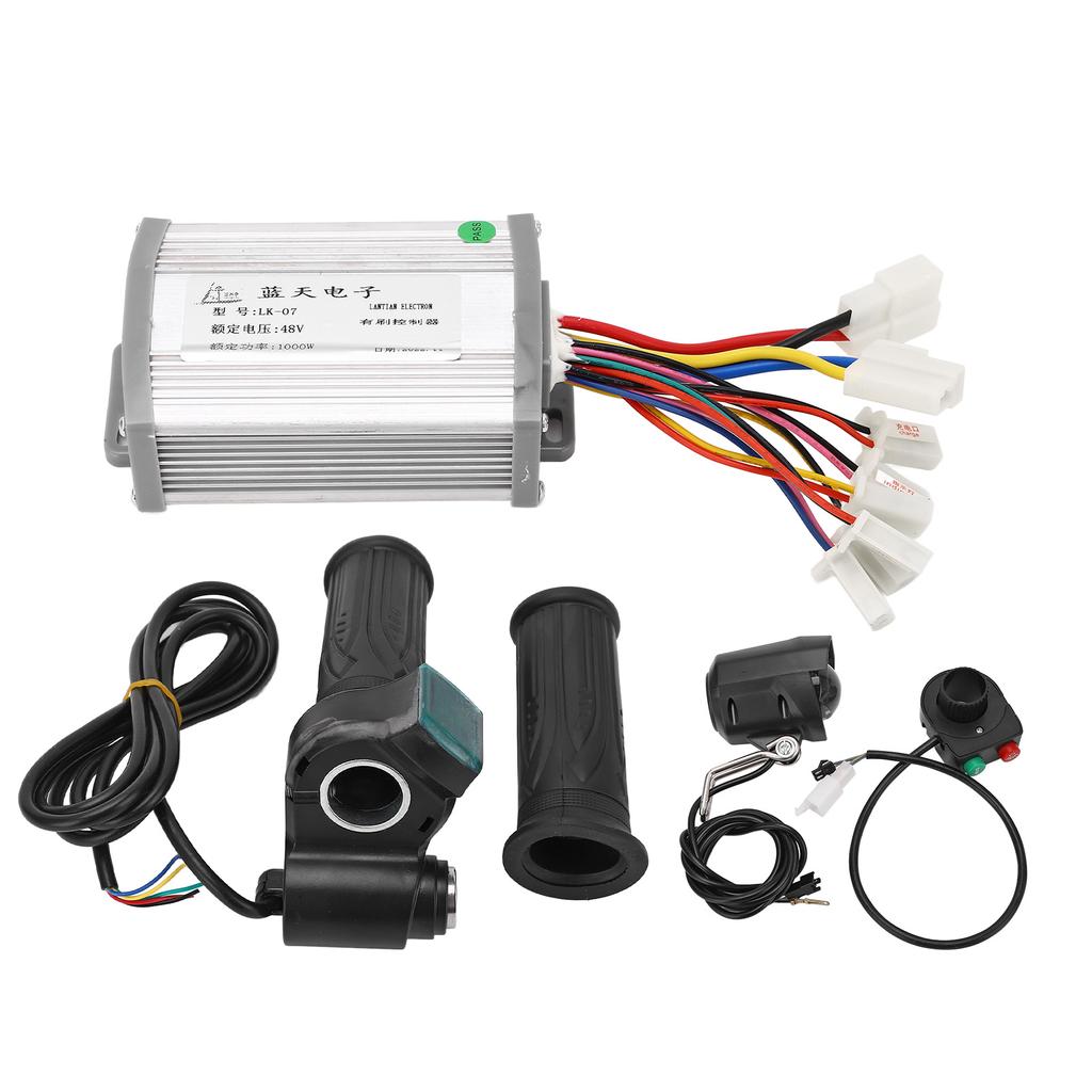 48V 1000W Brushed Motor Controller with Twist Throttle Handle Keys Front Lamp Switch Kit for