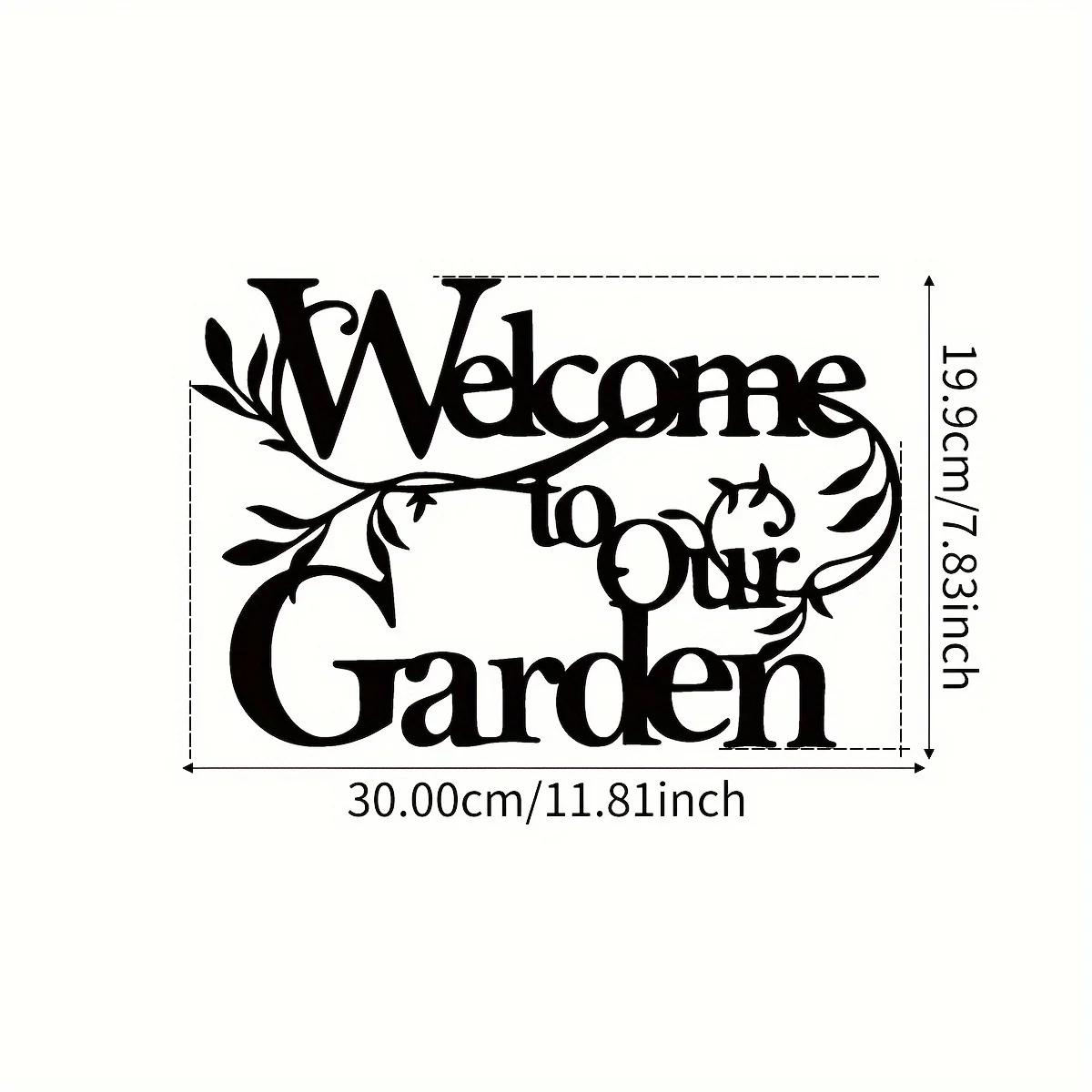 Metal Welcome To Our Garden Sign, Metal Garden Sign Decorative Wall Hanging Metal Crafts Wall Decoration Logo