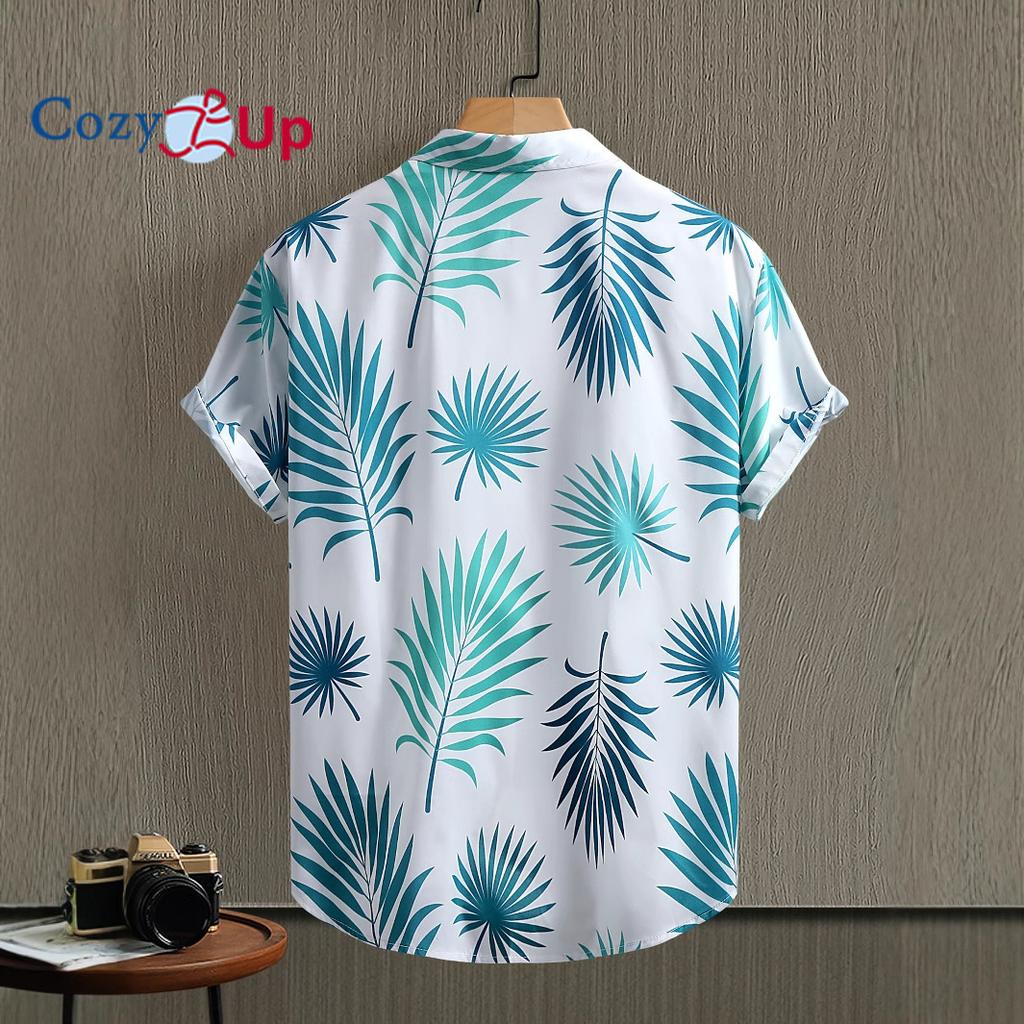 Hawaiian Vacation Men's Light Green Palm Leaf Shirt for Men's Short Sleeved Shirt for Men Shirt Summer 2025 New Arrival