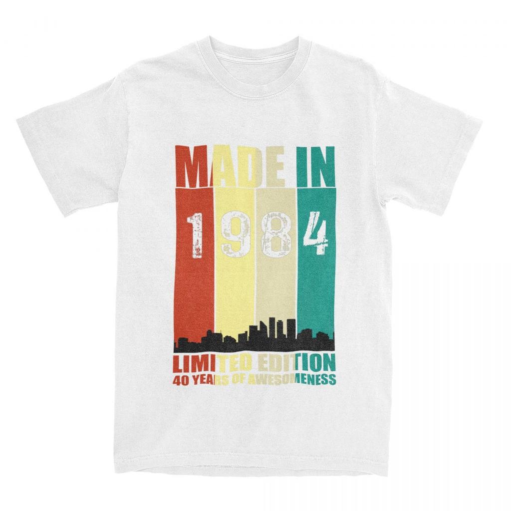 Men's T-Shirts Made In 1984 Birthday Limited Edition Pure Cotton Tees Short Sleeve 40 Years Vintage T Shirts Crewneck Tops