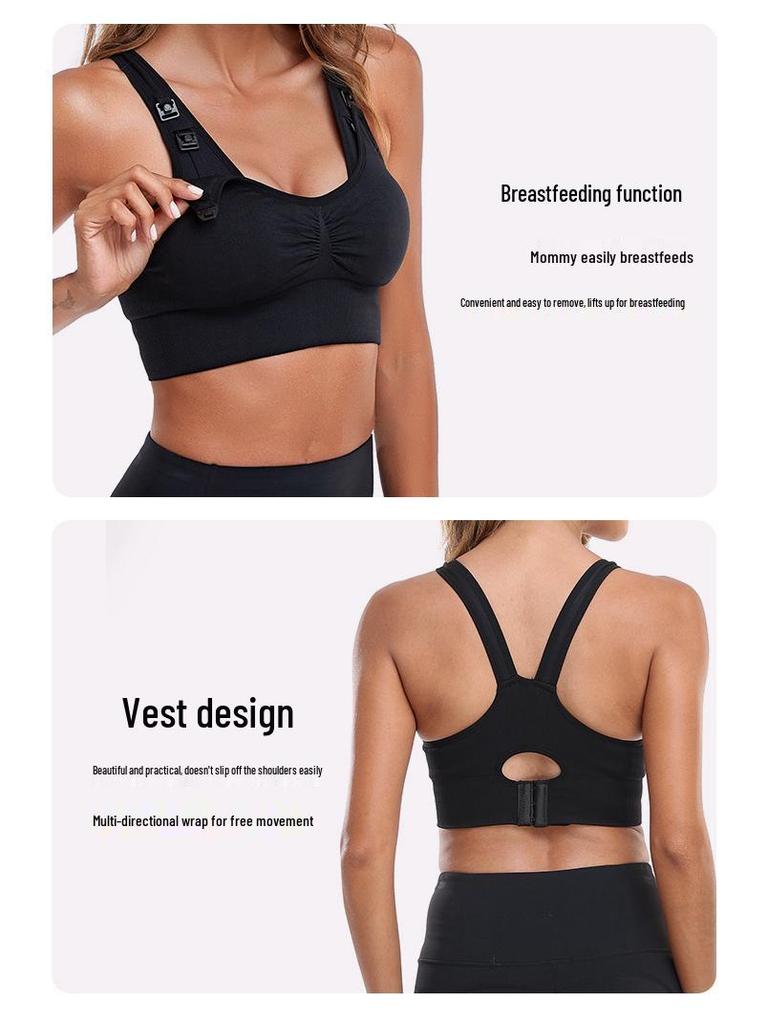 Sutiã Esportivo de Amamentação com Fecho Frontal Sem Mãos para Mulheres Grávidas e Amamentando