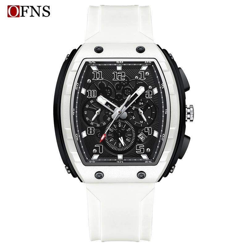 Oufanni Sportive Quartz Chronograph: Stylish Tonneau Men's Watch for Students with Multifunctional Design