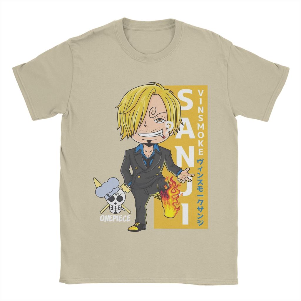Mens Chibi Sanji T Shirts Ones Pieces Pure Cotton Clothes Leisure Short Sleeve Crewneck Tees Birthday Gift TShirt