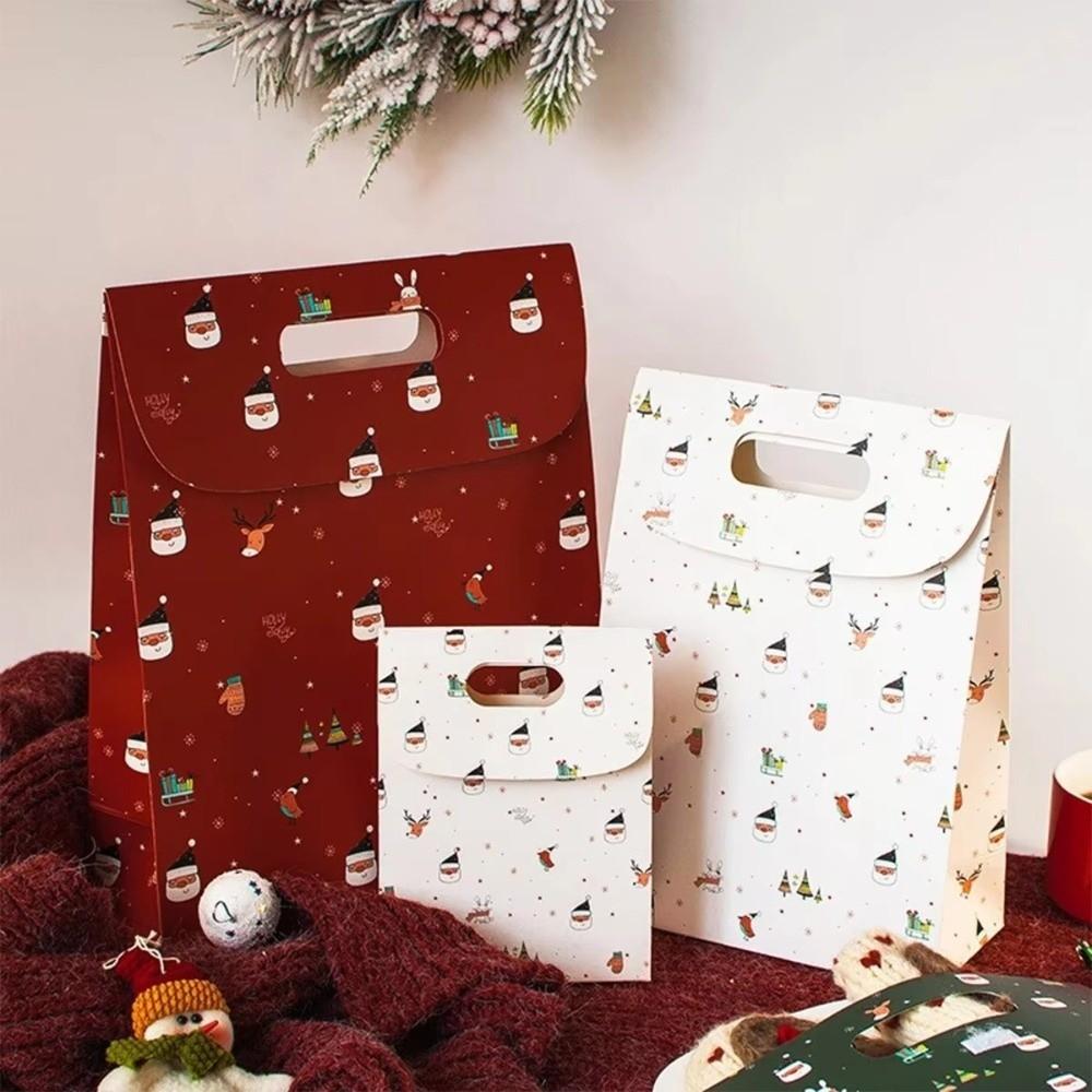 3Pcs Portable S/M/L Xmas Gift Box Flip Cover Paper Wrapping Paper Bag Candy Pack Bag Party