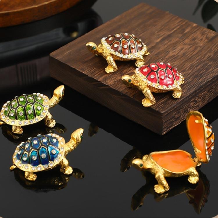 Artistic Turtles Jewelry Organizers Metal Crafted Decorative Container For Necklaces Rings Tabletop Display