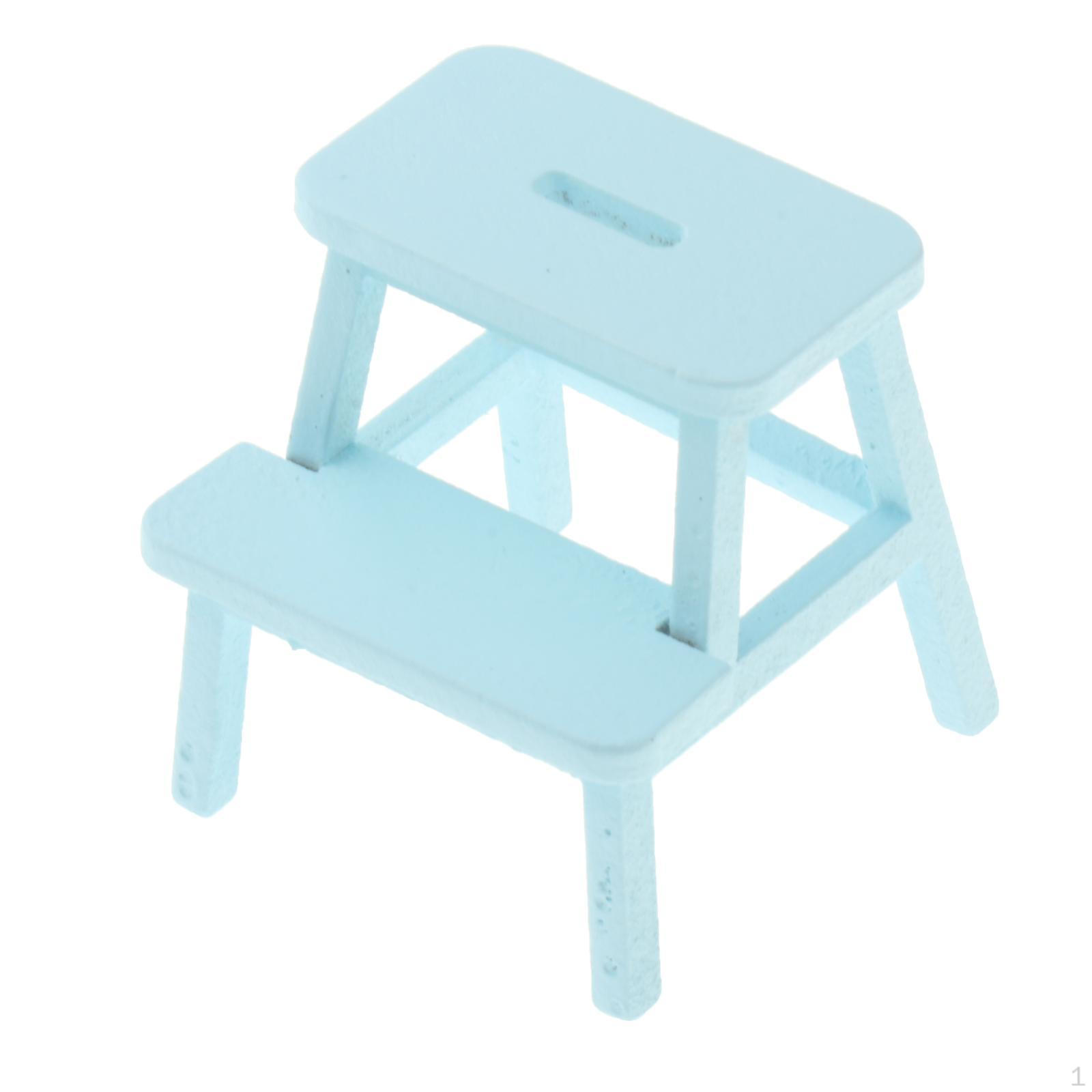 

1:12 масштаб кукольный домик ступенька стул миниатюрное украшение мини мебель 2 табурета синий