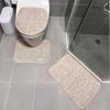 Embossed Pebble Coral Fleece Bathroom Mat Set - Three Pieces, Non-Slip, Absorbent
