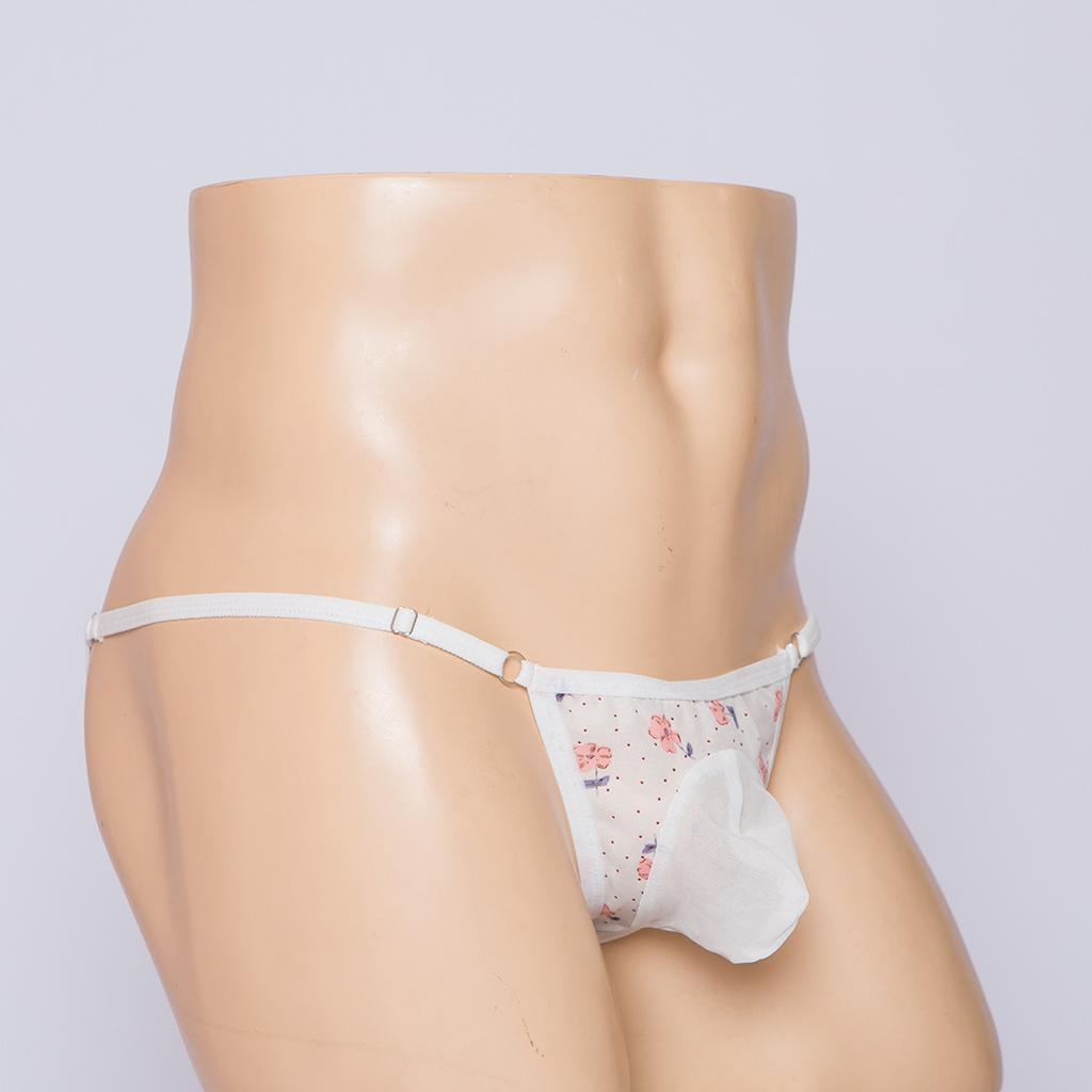 Majtki z kieszonką Sissy Męskie Stringi z trąbą słonia T-Back Siateczkowe Przezroczyste G-String Regulowane Niskie Majtki Otwór na Penis Bielizna