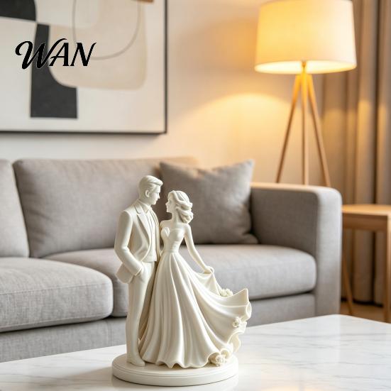 Decorative Sculpture Desktop Ornament 3D Printed Bride Groom Figure Romantic Home Style Figurine Wedding Table Decoration