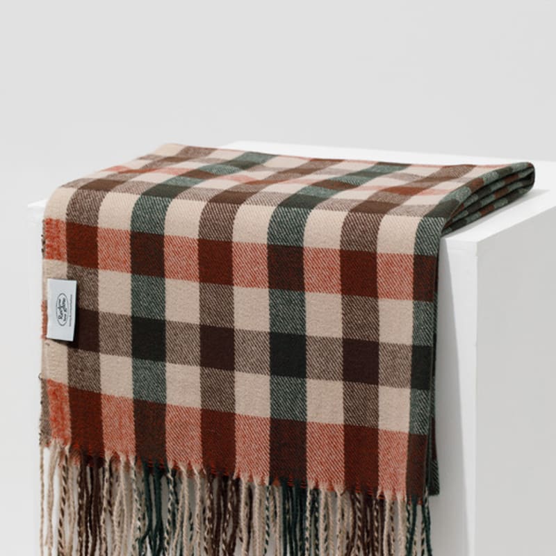 RECLOW BLOCK Tartan Check Muffler RED BROWN