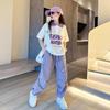Girls' Casual Summer Set: Loose Top & Wide-Leg Pants